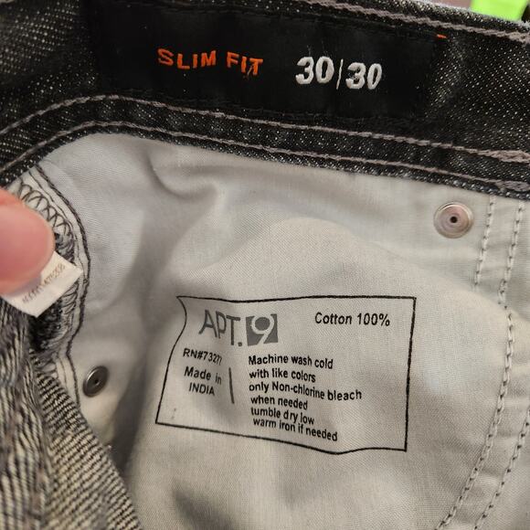 APT 9 VTG Jeans Mens 30/30 (Measure 30 x 29) Lt Black Slim Straight 100% Cotton - Picture 5 of 10